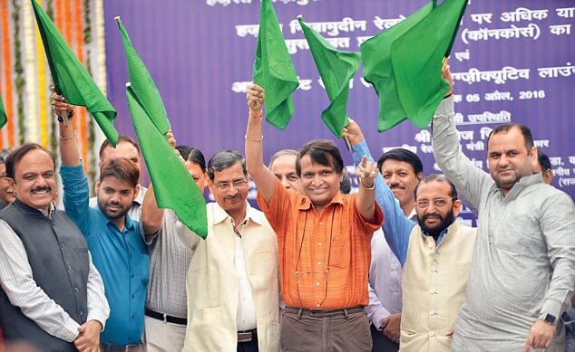 Railways Minister Suresh Prabhakar Prabu, flag off Indias first semi-high speed train Gatimaan Express