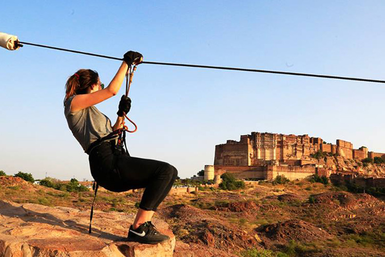 zip lining at Mehrangarh Fort 