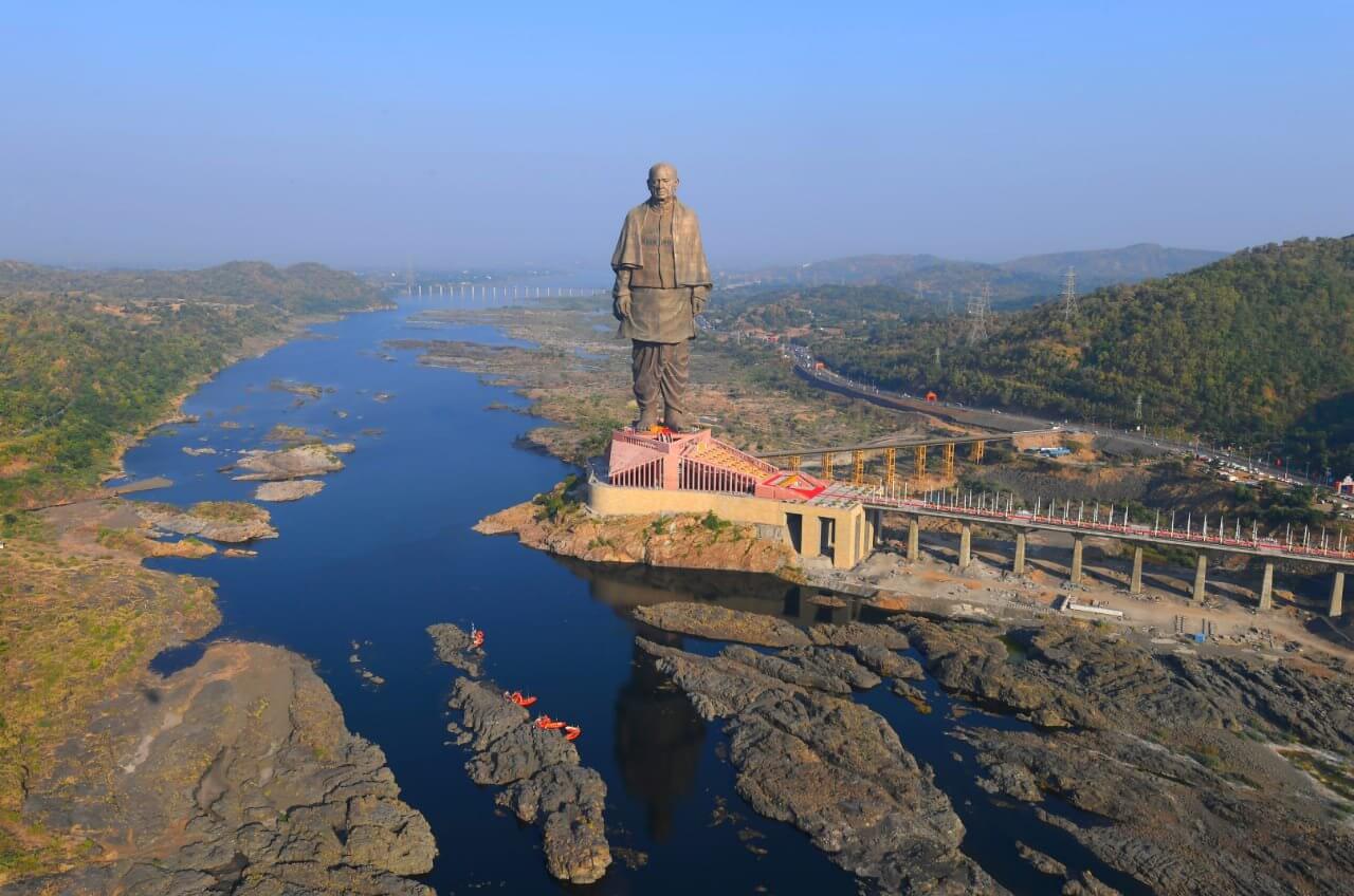 Statue of Unity at Sardar Sarovar Lake