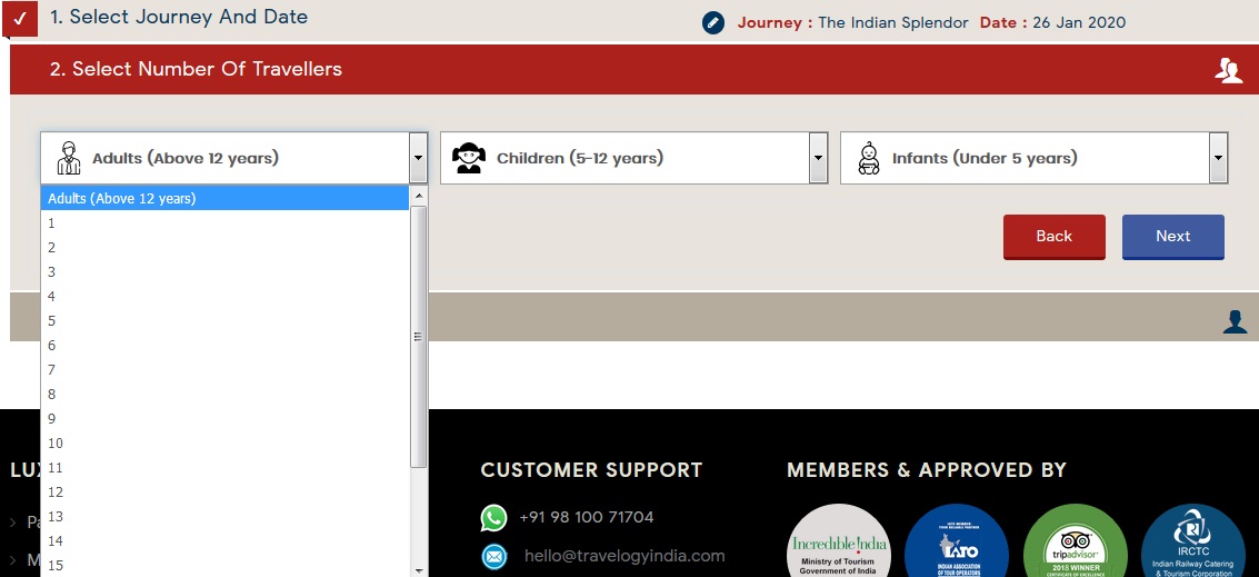Maharaja Express Booking Step 4