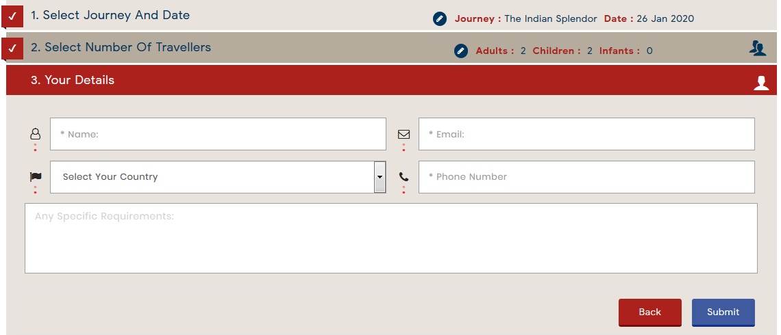 Maharaja Express Booking Step 5